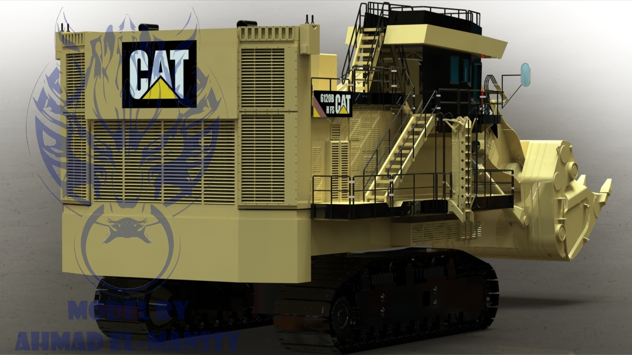 Caterpillar CAT 6021B大型挖掘机造型3D建模图纸 Solidworks设计